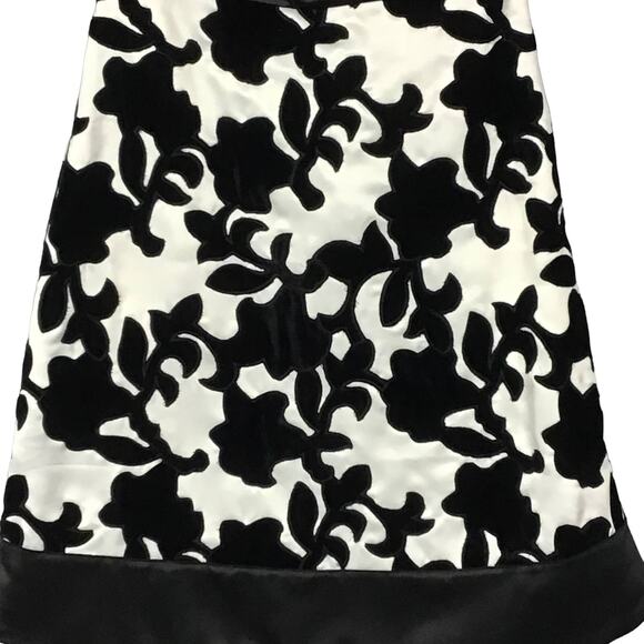 WHBM White House Black Market Strapless Satin Velvet Black White Mini Dress sz 0 - Picture 8 of 14